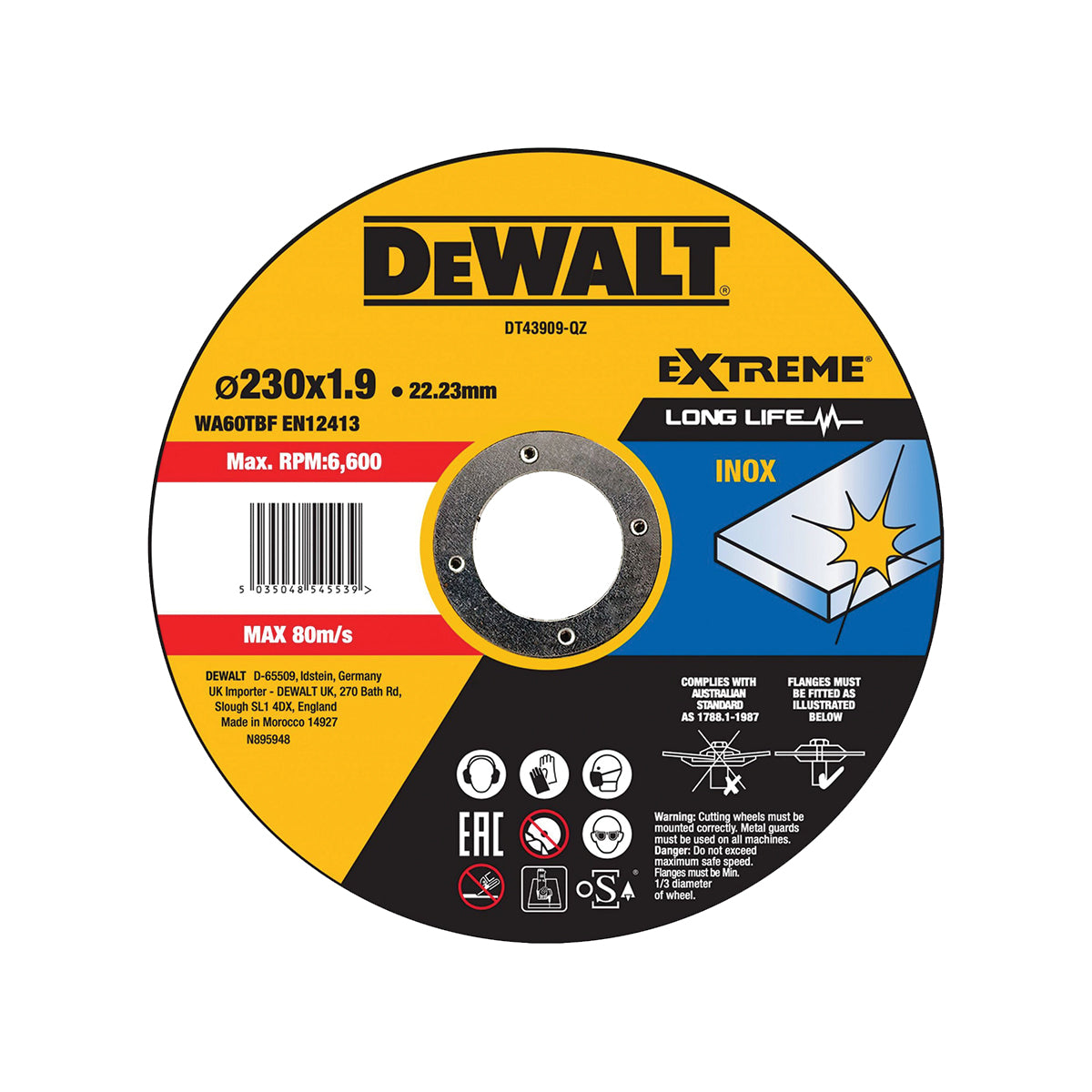 Disco abrasivi extreme taglio ACCIAIO INOX - PIATTO - DeWALT Disco abrasivi extreme taglio ACCIAIO INOX - PIATTO - DeWALT
